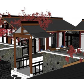 古村落小品su模型下载_sketchup草图大师SKP模型