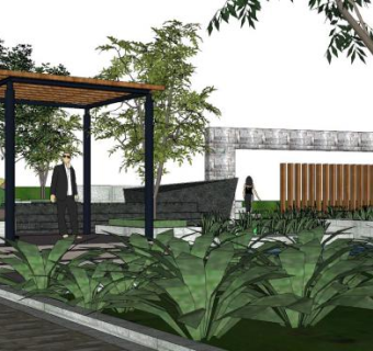 现代花园景观小品SU模型下载_sketchup草图大师SKP模型