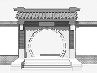 中式庭院院墙su模型下载_sketchup草图大师SKP模型