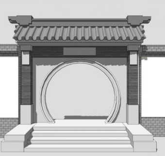 中式庭院院墙su模型下载_sketchup草图大师SKP模型