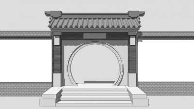 中式庭院院墙su模型下载_sketchup草图大师SKP模型