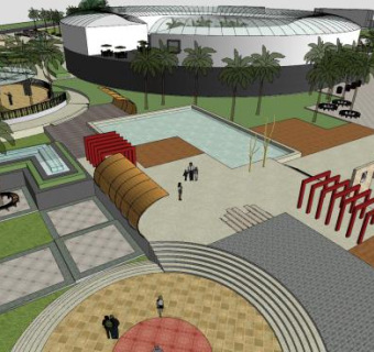 现代公园广场规划SU模型下载_sketchup草图大师SKP模型