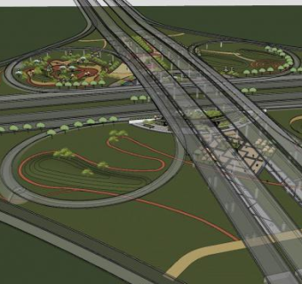 现代高速公路景观SU模型下载_sketchup草图大师SKP模型