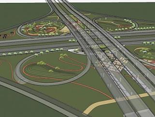 现代高速公路景观SU模型下载_sketchup草图大师SKP模型