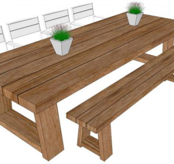 木桌su模型下载_sketchup草图大师SKP模型