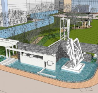 现代园林小品景观SU模型下载_sketchup草图大师SKP模型