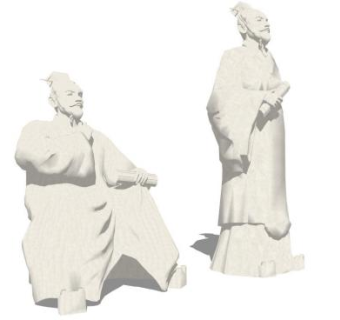 古代诗人雕塑su模型下载_sketchup草图大师SKP模型