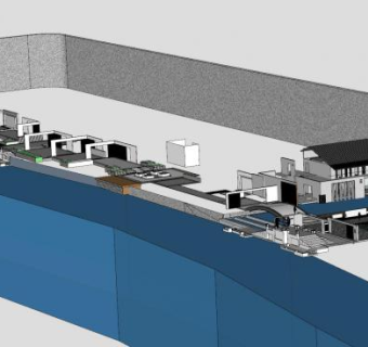 现代风格沿河景观SU模型下载_sketchup草图大师SKP模型