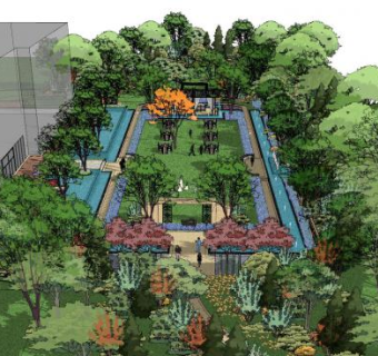 现代花圃园林景观SU模型下载_sketchup草图大师SKP模型