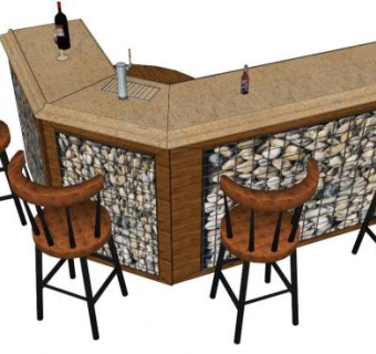 简欧吧台椅su模型下载_sketchup草图大师SKP模型