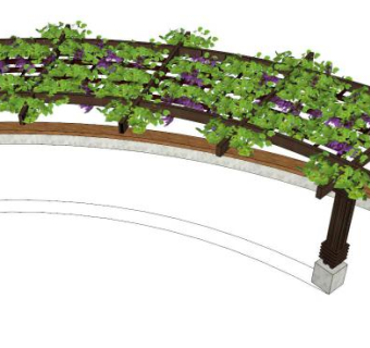 弧形的花架su模型下载_sketchup草图大师SKP模型