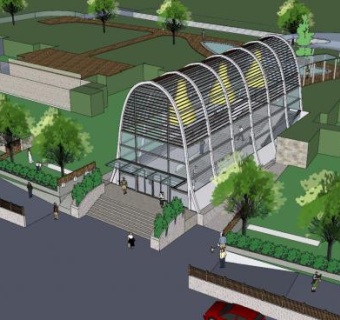 现代园林阳光房景观SU模型下载_sketchup草图大师SKP模型