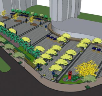 现代城市园林景观规划SU模型下载_sketchup草图大师SKP模型