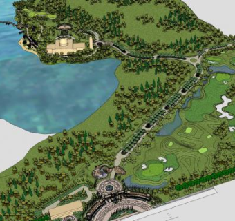 生态园林景观鸟瞰规划SU模型下载_sketchup草图大师SKP模型