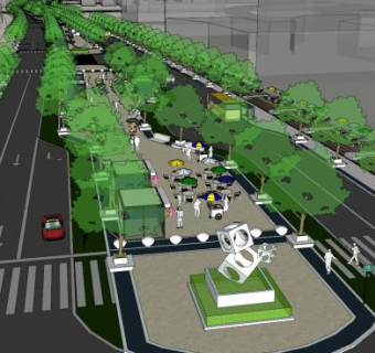 道路景观设计SU模型下载_sketchup草图大师SKP模型