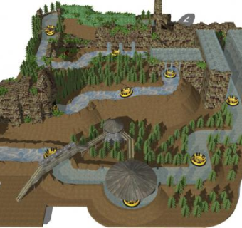 自然地形建筑景观SU模型下载_sketchup草图大师SKP模型