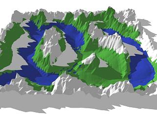 <em>山川</em>河流自然地形SU模型下载_sketchup草图大师SKP模型
