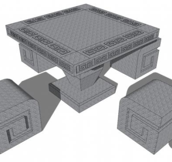 造型石桌su模型下载_sketchup草图大师SKP模型