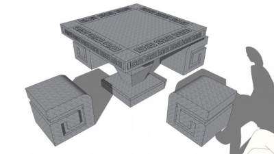 造型石桌su模型下载_sketchup草图大师SKP模型