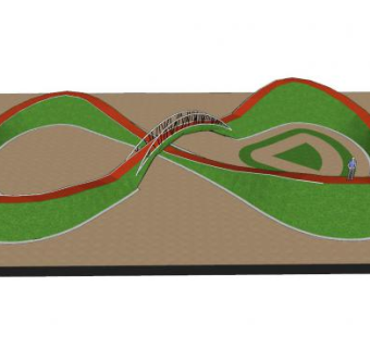 现代拱桥地形规划SU模型下载_sketchup草图大师SKP模型