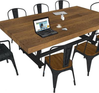 实木桌su模型下载_sketchup草图大师SKP模型