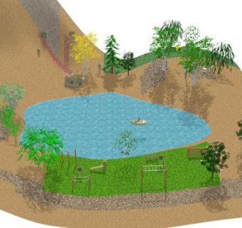 小型山川湖泊SU模型下载_sketchup草图大师SKP模型