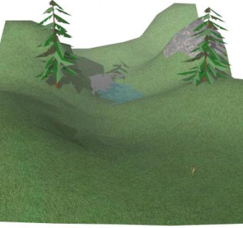 绿色山丘小型池塘SU模型下载_sketchup草图大师SKP模型