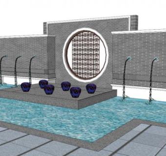 石头景墙su模型下载_sketchup草图大师SKP模型