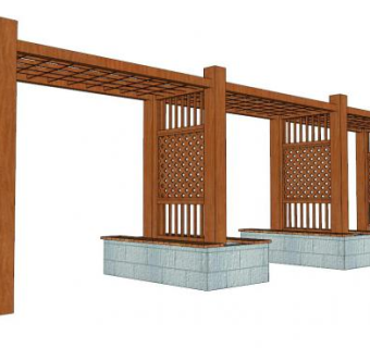花架木制su模型下载_sketchup草图大师SKP模型
