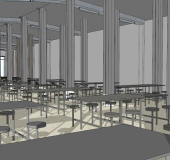 食堂餐桌su模型下载_sketchup草图大师SKP模型