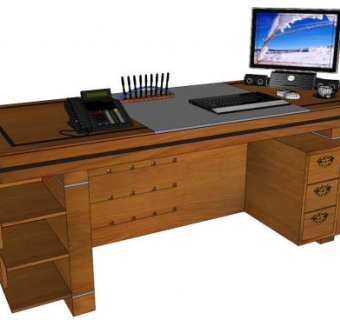 现代主管办公桌su模型下载_sketchup草图大师SKP模型