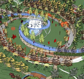 社区公园su模型下载_sketchup草图大师SKP模型