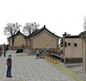 古街道su模型下载_sketchup草图大师SKP模型