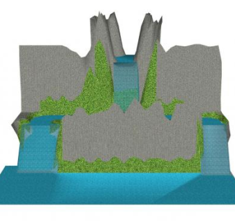 自然山景瀑布地形SU模型下载_sketchup草图大师SKP模型