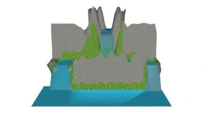 自然山景瀑布地形SU模型下载_sketchup草图大师SKP模型
