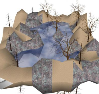 自然地形山中湖泊SU模型下载_sketchup草图大师SKP模型