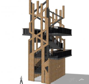 现代观景平台SU模型下载_sketchup草图大师SKP模型