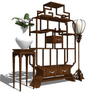 盆景博古架su模型下载_sketchup草图大师SKP模型