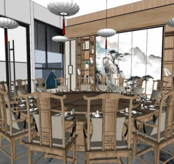 餐厅包厢su模型下载_sketchup草图大师SKP模型