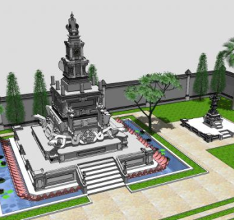 宗教元素景观小品SU模型下载_sketchup草图大师SKP模型