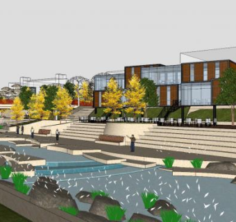 现代沿河天桥景观SU模型下载_sketchup草图大师SKP模型