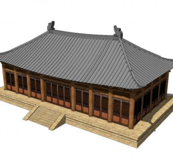 中式古建房屋SU模型下载_sketchup草图大师SKP模型