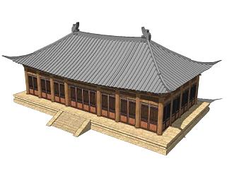 中式古建房屋SU模型下载_sketchup草图大师SKP模型