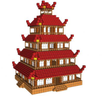 新中式塔楼建筑外观SU模型下载_sketchup草图大师SKP模型