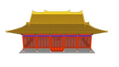 中式歇山顶殿宇SU模型下载_sketchup草图大师SKP模型