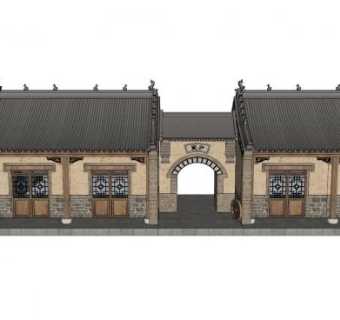 中式古建筑民屋SU模型下载_sketchup草图大师SKP模型