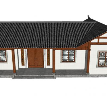 中式传统住宅外观SU模型下载_sketchup草图大师SKP模型