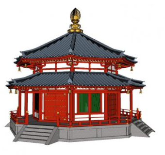 中式重檐宝顶阁楼SU模型下载_sketchup草图大师SKP模型