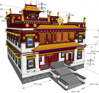 藏式寺庙外观SU模型下载_sketchup草图大师SKP模型