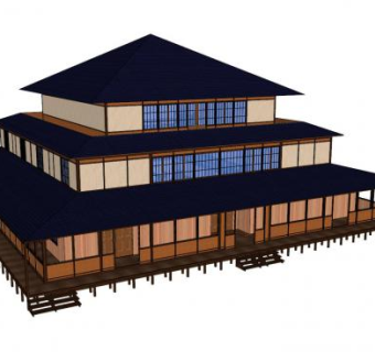 日式三层阁楼SU模型下载_sketchup草图大师SKP模型
